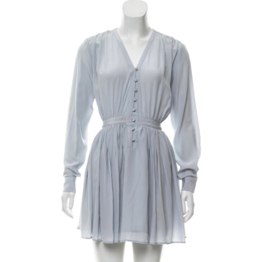 Thakoon Addition silk blue gray v neck dress